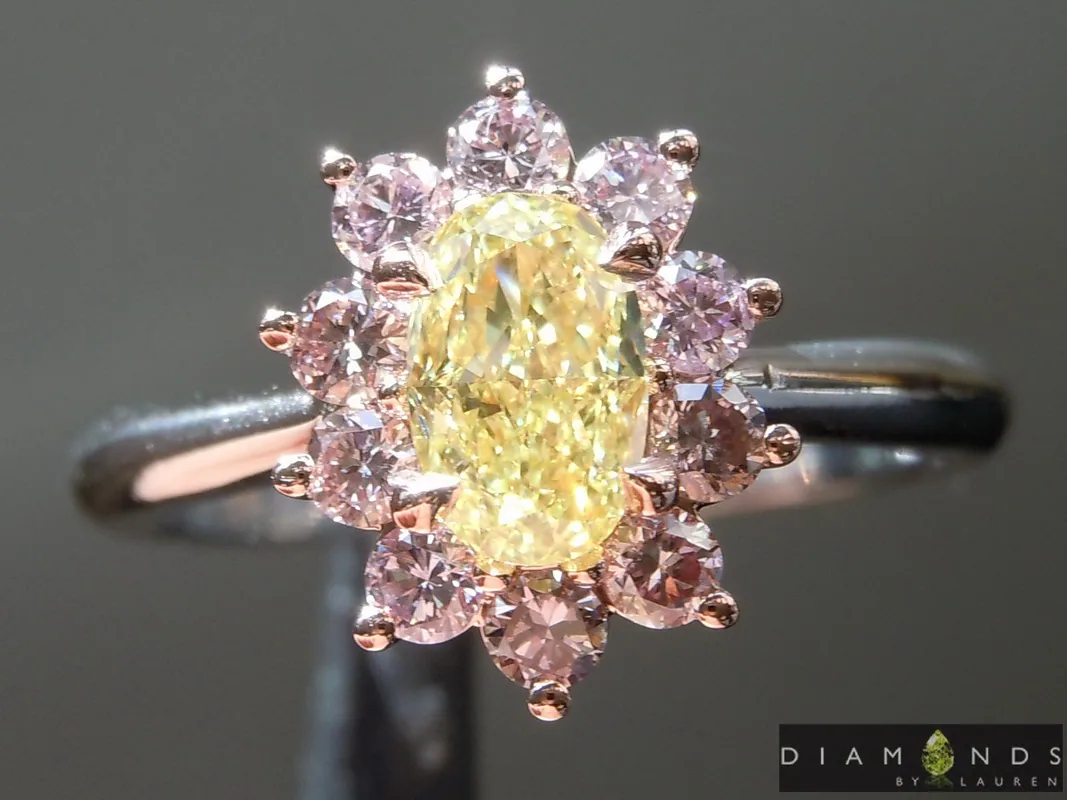 0.61ct Intense Yellow Oval Shape Diamond Ring R7264