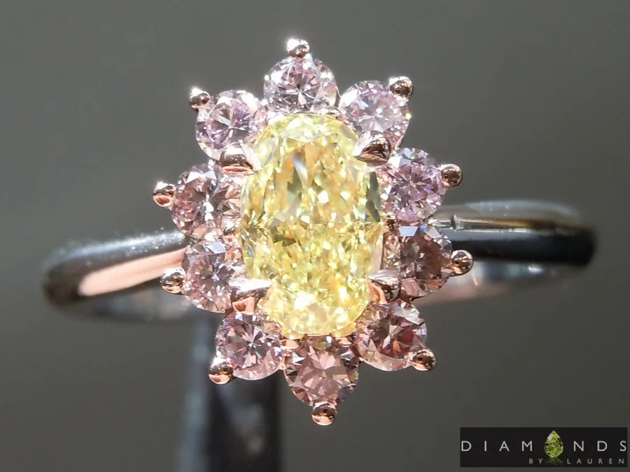 0.61ct Intense Yellow Oval Shape Diamond Ring R7264