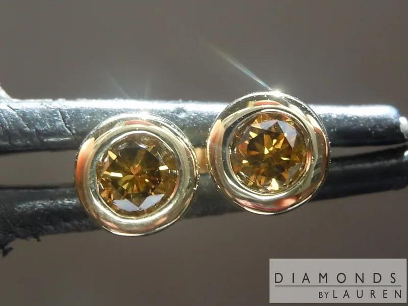 .33ctw Greenish Yellow SI1 Round Brilliant Diamond Earrings R7385