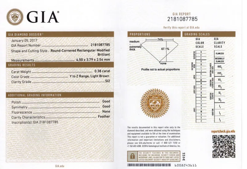GIA grading report for item R7409