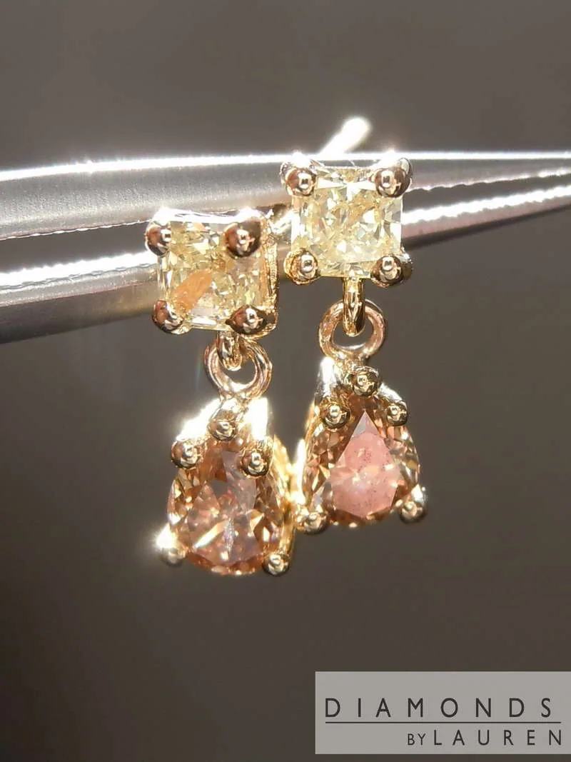 .51ctw Yellow and Brown Diamond Earrings R7414