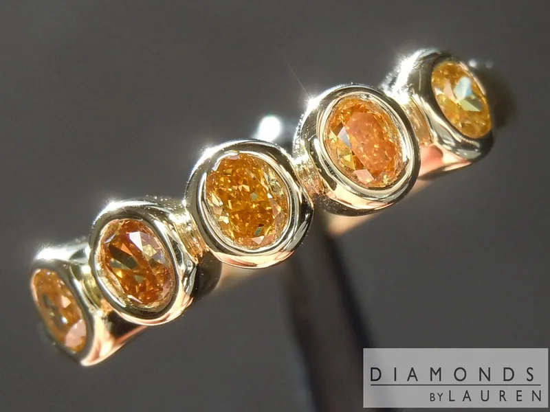 0.44cts Intense Orange Brown Oval Diamond Ring R7419