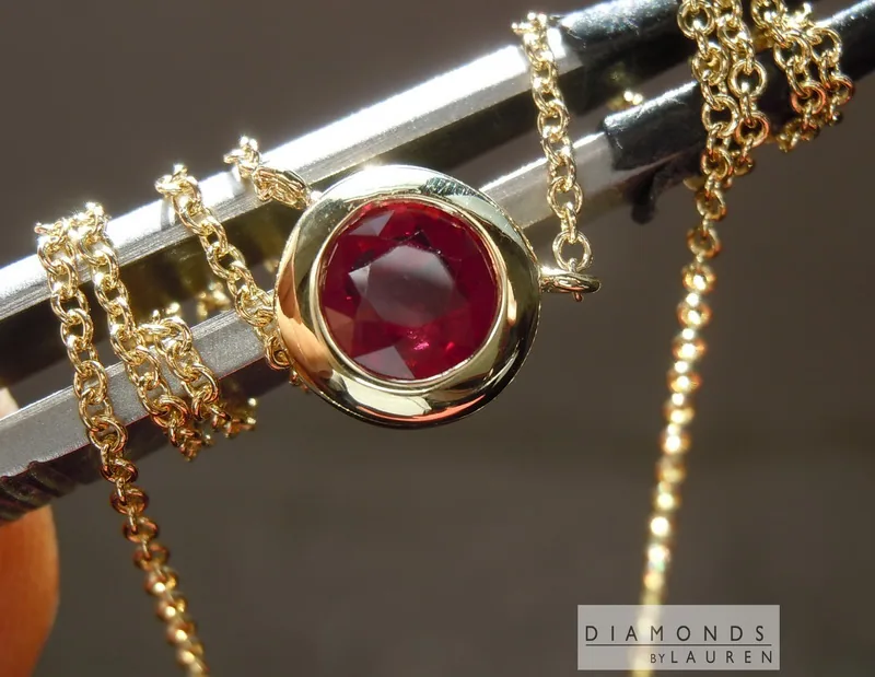 0.70ct Round Brilliant Ruby Necklace R7446
