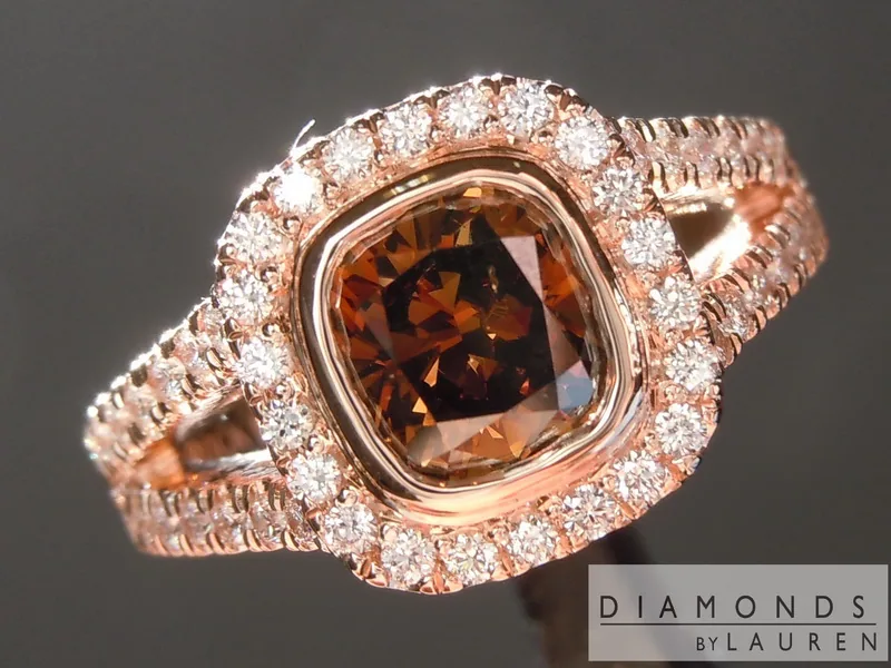 1.13ct Brown SI2 Cushion Cut Diamond Ring R7489