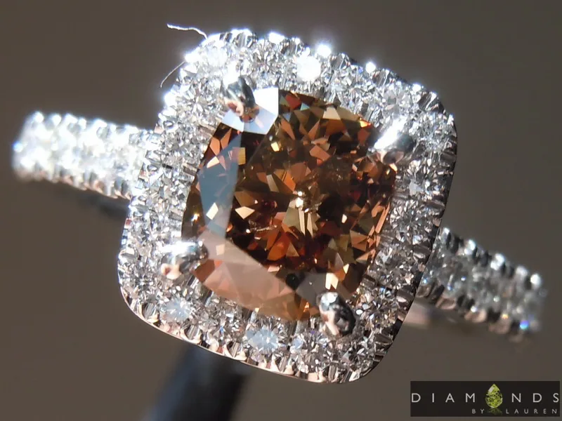 1.19ct  Brown SI1 Cushion Cut Diamond Ring R7491