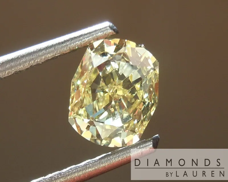 0.78ct Yellow SI1 Cushion Cut Diamond Ring R7506