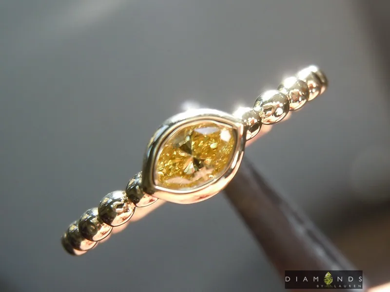 0.20ct Vivid Yellow VS2 Marquise Diamond Ring R7680