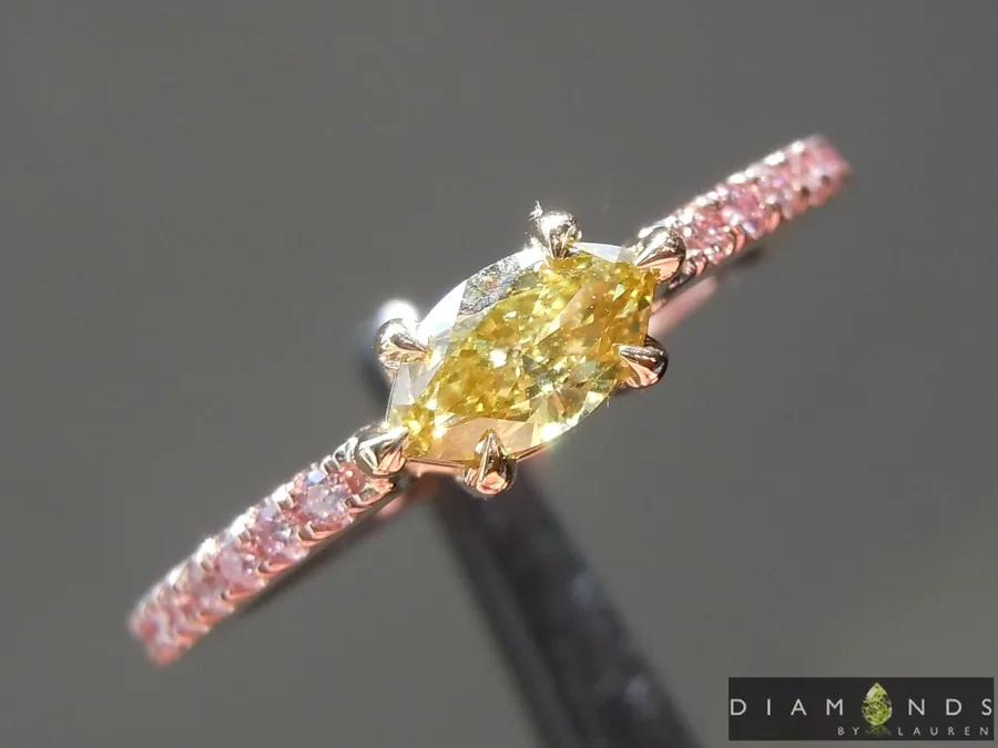 0.27ct Yellow VS2 Marquise Diamond Ring R7681
