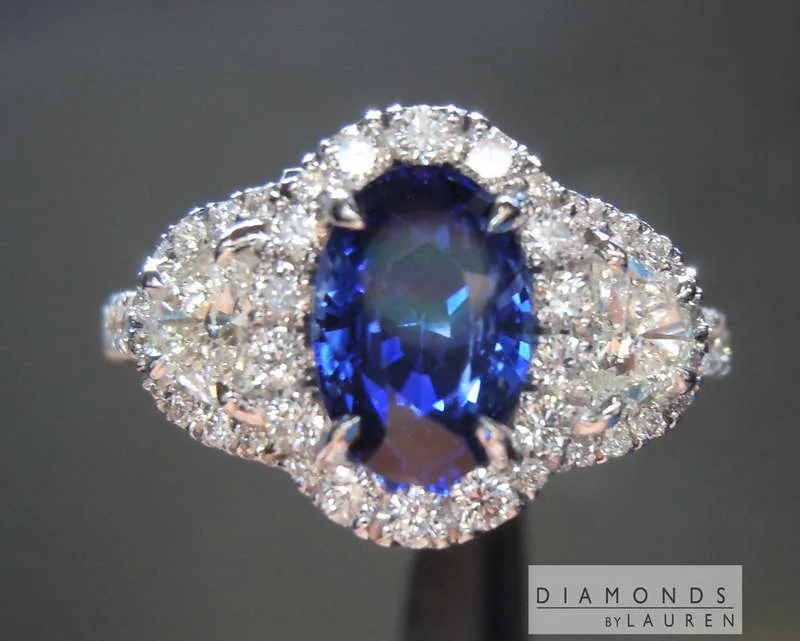 1.84ct Blue Oval Sapphire Ring R7690