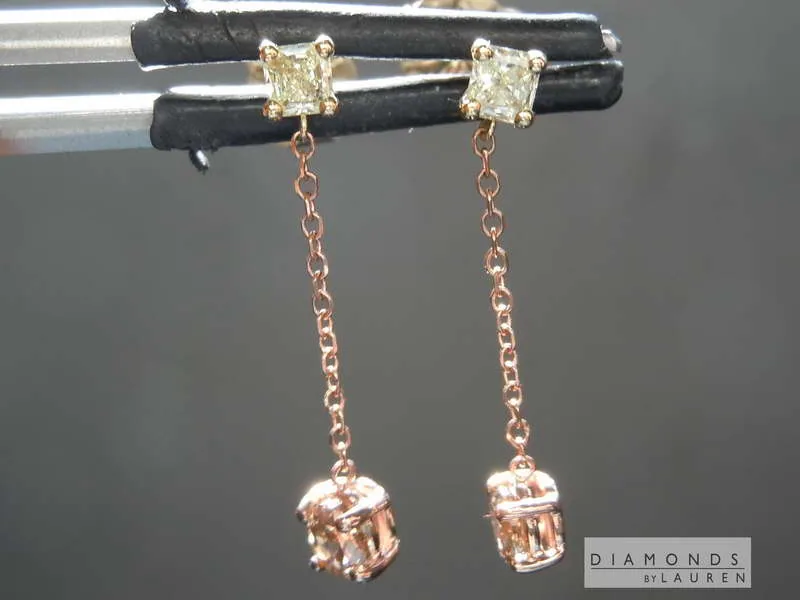 0.55ctw Yellow and Brown Diamond Earrings R7714