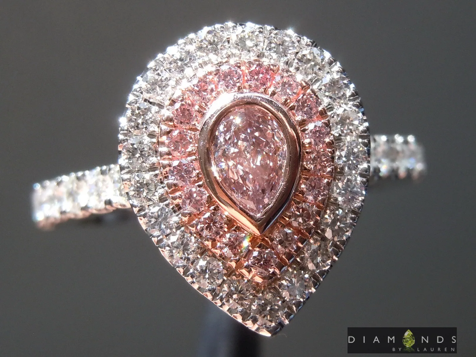 0.17ct Purplish Pink SI2 Pear Shape Diamond Ring R7758