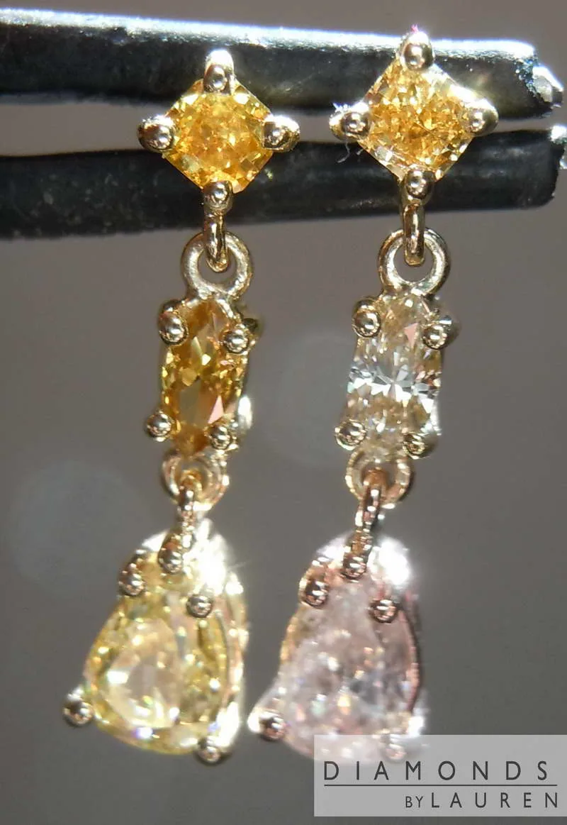 0.93ctw Fancy Colored Diamond Earrings R7879