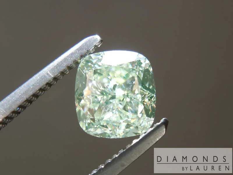 1.22ct Light Yellow Green SI1 Cushion Cut Diamond R7889