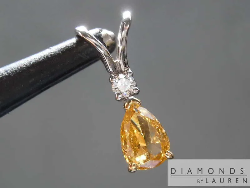 0.26ct Brownish Yellow Pear Shape Diamond Necklace R8060