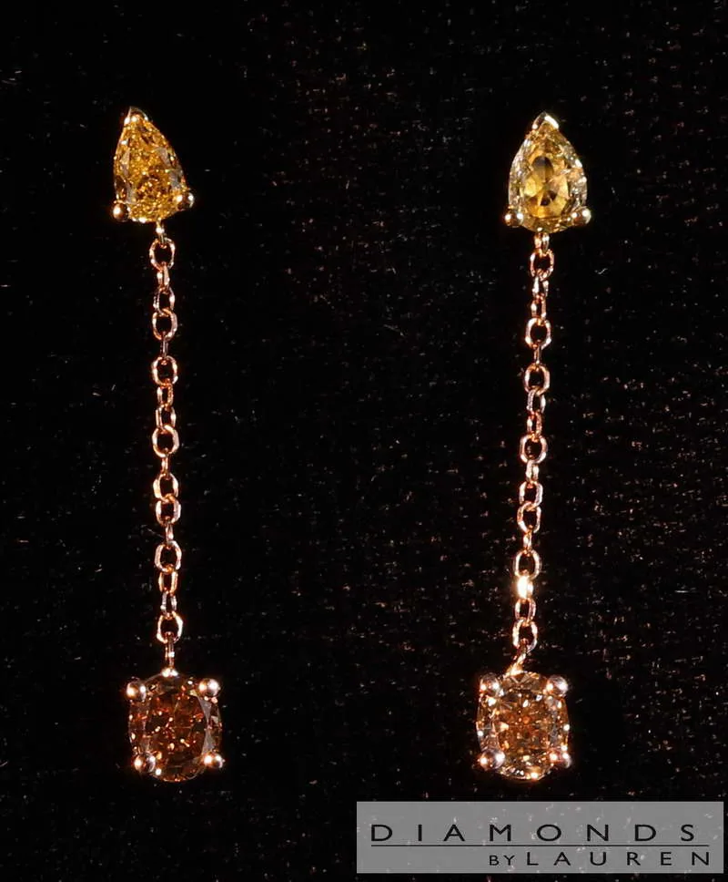 0.65ctw Yellow and Brown Diamond Earrings R8062