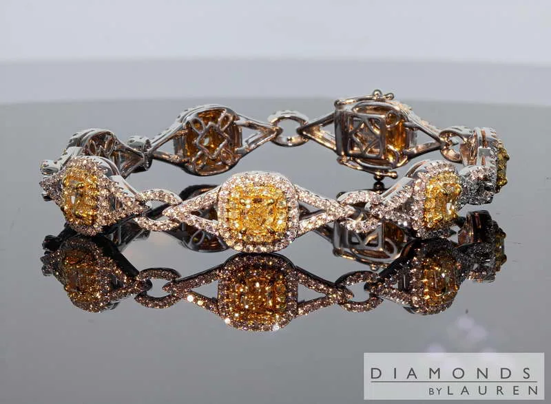 5.69ctw Yellow and Colorless Diamond Bracelet R8071