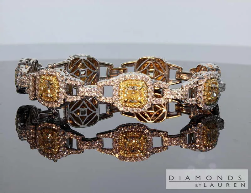 11.56ctw Yellow and Colorless Diamond Bracelet R8072