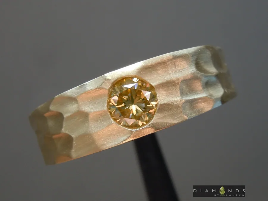 0.52ct Yellow I2 Round Brilliant Diamond Ring R8079