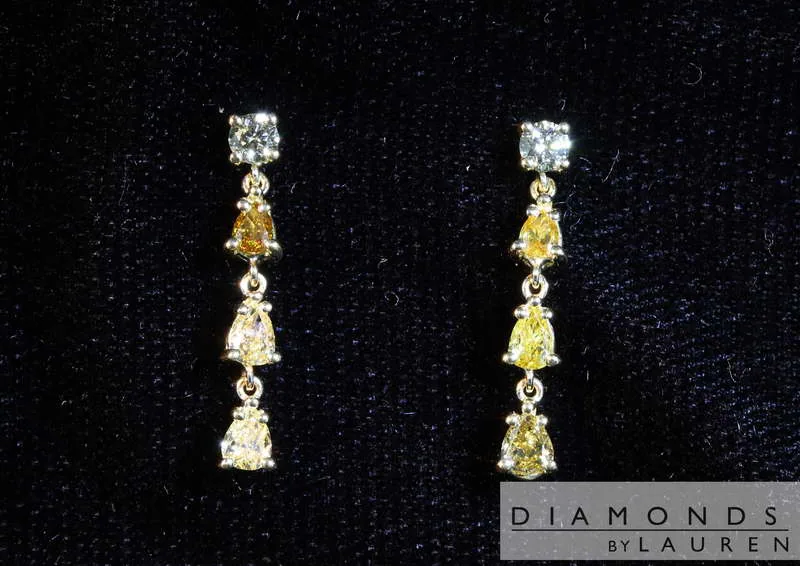 0.71ctw Fancy Colored Round and Pear Diamond Earrings R8170