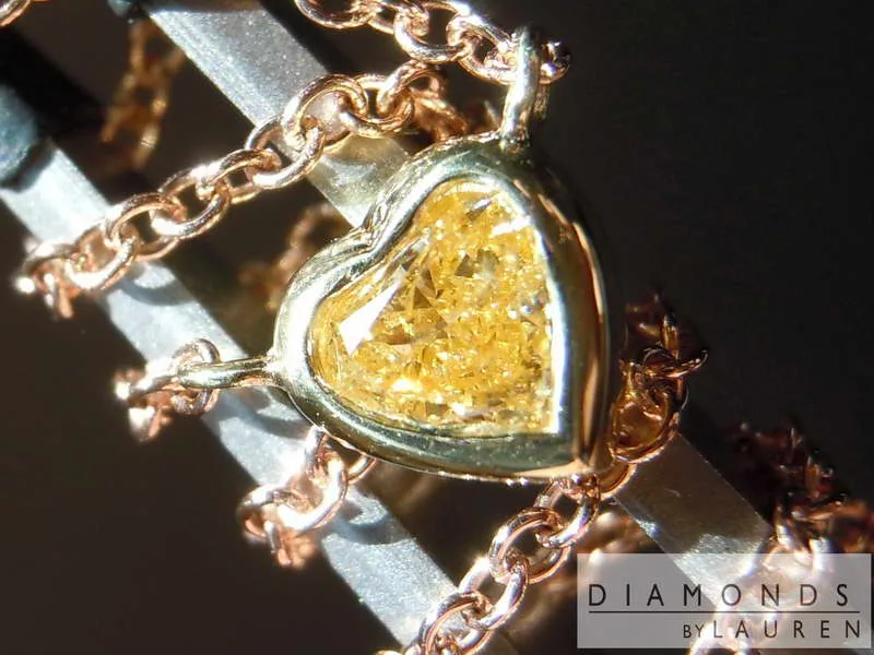 0.36ct Orange Yellow I1 Heart Shape Diamond Pendant R8180