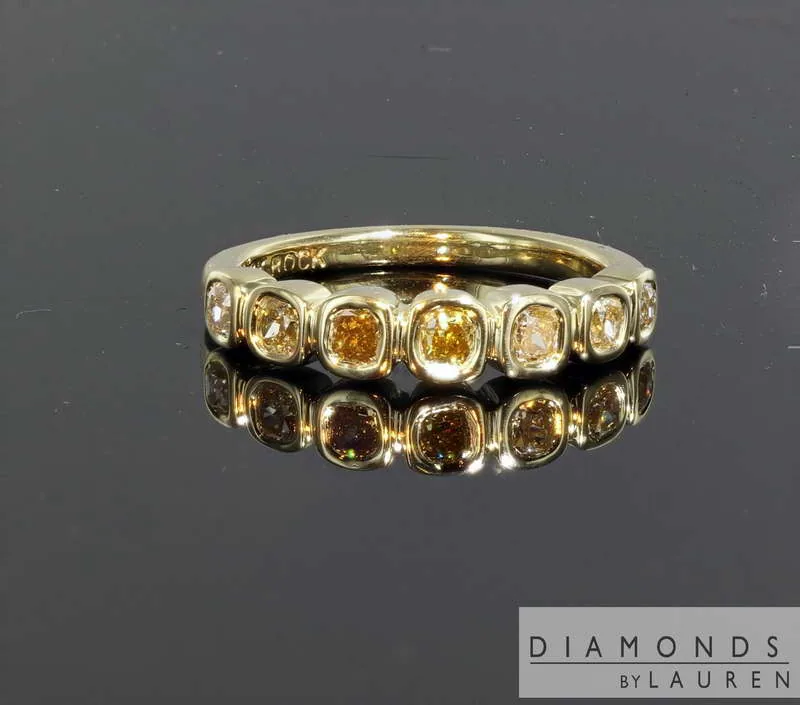 0.62ctw Yellow Cushion Cut Diamond Ring R8181