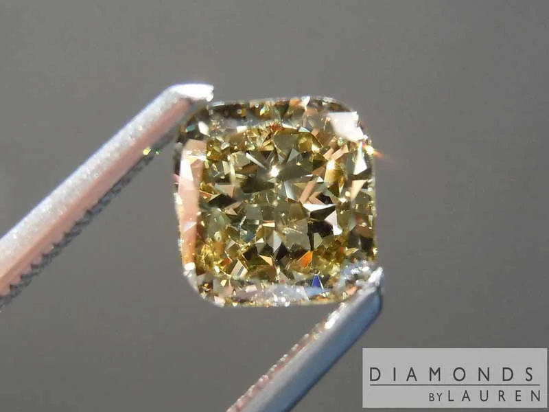 .70ct Greenish Yellow SI2 Cushion Cut Diamond R8185