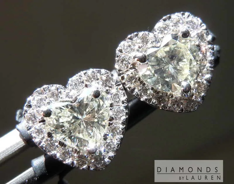 0.81cts O-P VS Heart Shape Diamond Earrings R8188