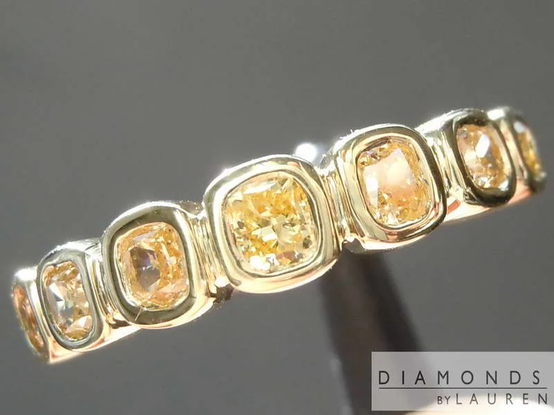 0.64ctw Brownish Yellow Cushion Cut Diamond Ring R8261