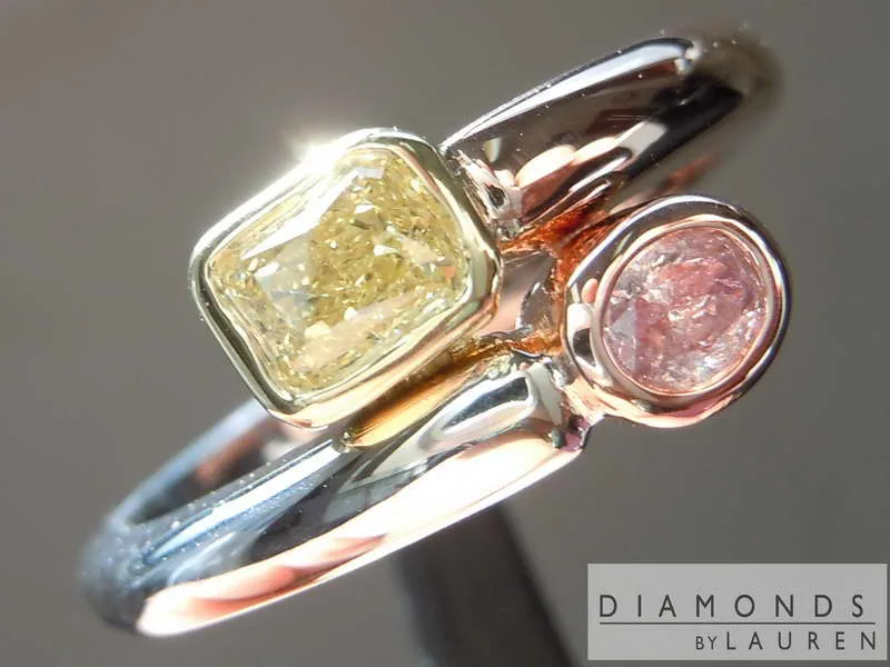 0.54ctw Pink and Yellow Diamond Ring R8340
