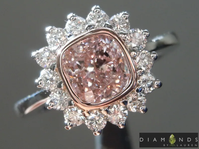 1.05ct Brown-Pink I1 Cushion Cut Diamond Ring R8407