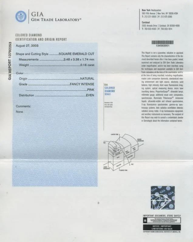 GIA grading report for item R8457