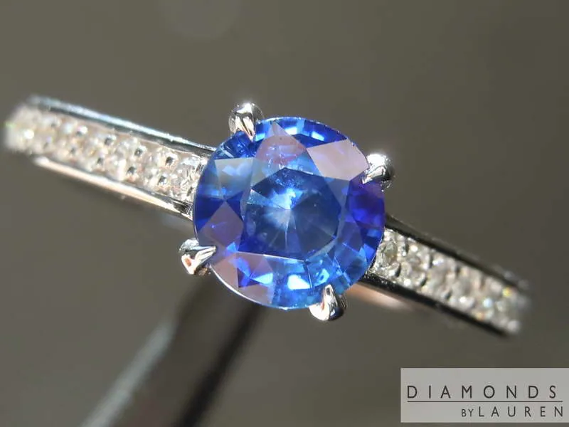 0.66ct Blue Round Brilliant Sapphire Ring R8480
