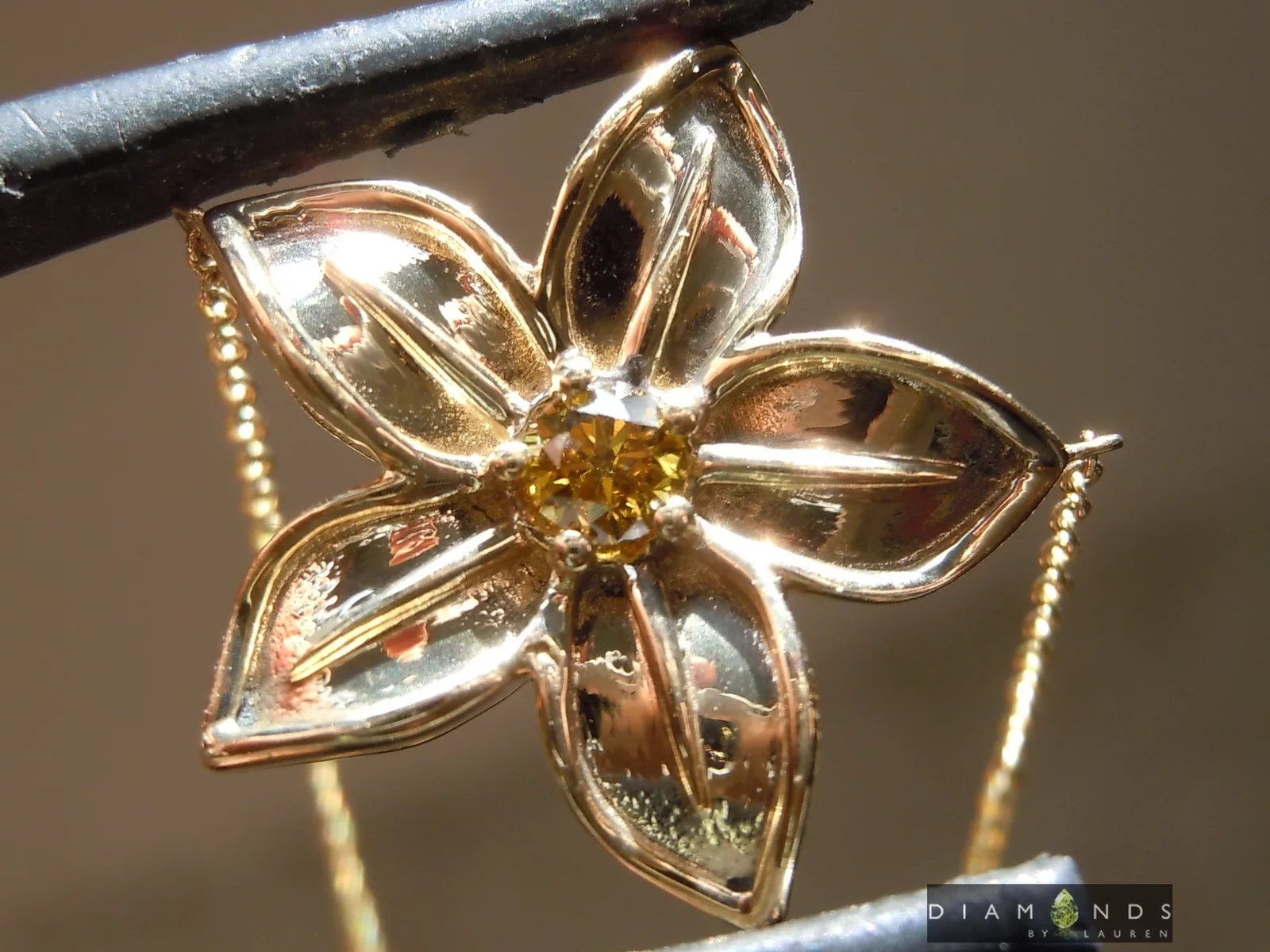 0.11ct Yellow Round Brilliant Diamond Pendant R8525
