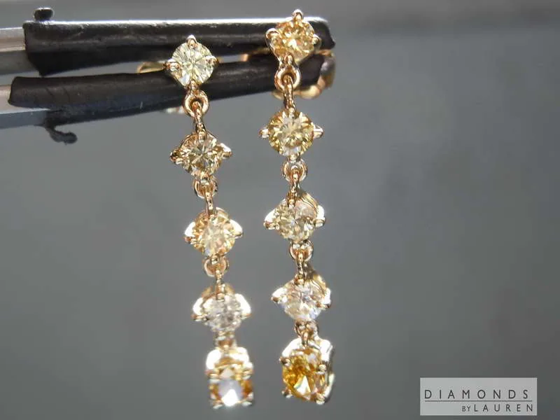 0.83ctw Yellow Round and Oval Diamond Earrings R8545