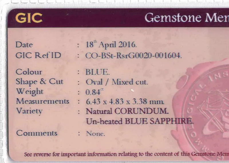 GIA grading report for item R8590