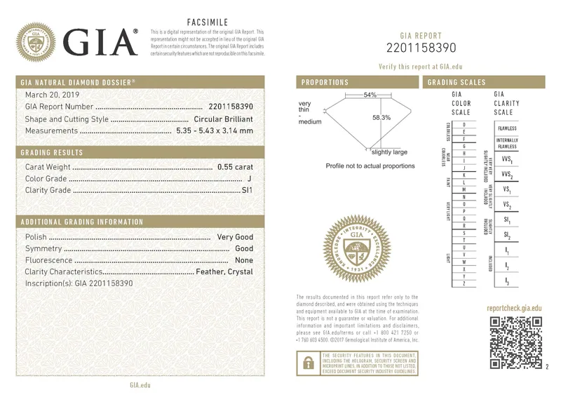GIA grading report for item R8605
