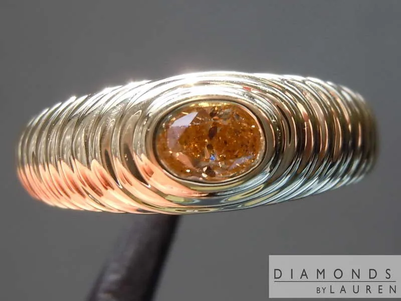 0.30ct Orange I1 Oval Shape Diamond Ring R8618