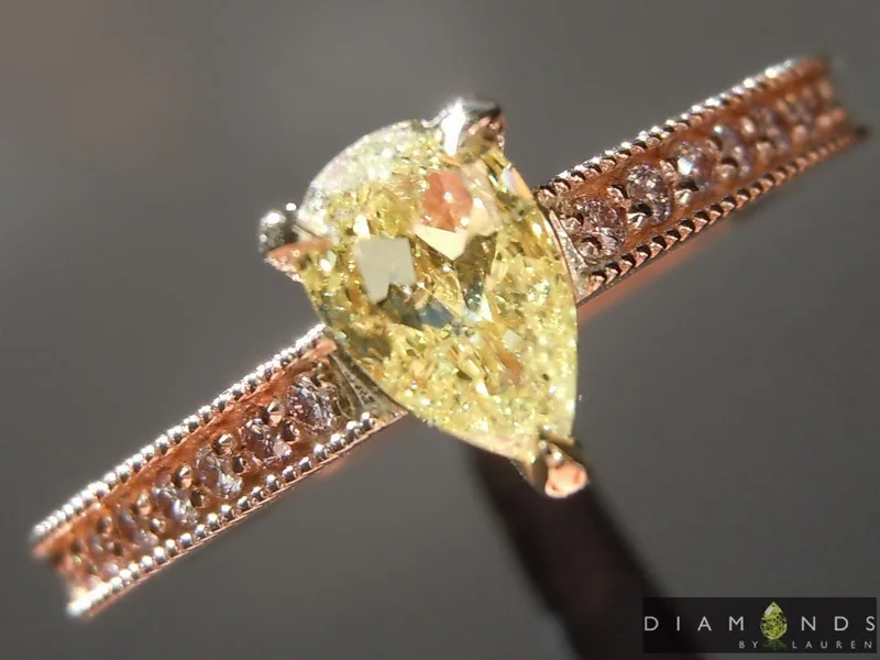 0.56ct Yellow SI2 Pear Shape Diamond Ring R8641
