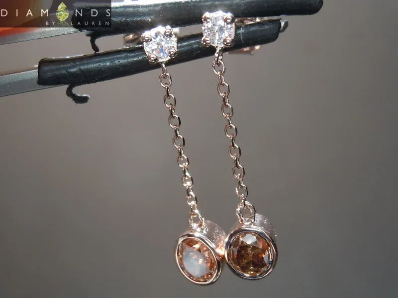 0.47ctw Brown and Pink Diamond Earrings R8668
