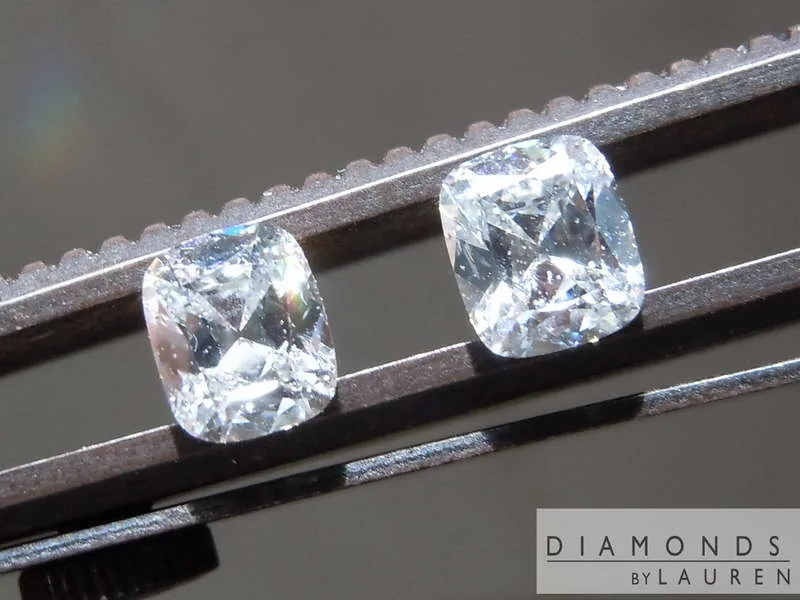 0.68ctw G SI2 Cushion Cut Diamond Earrings R8670