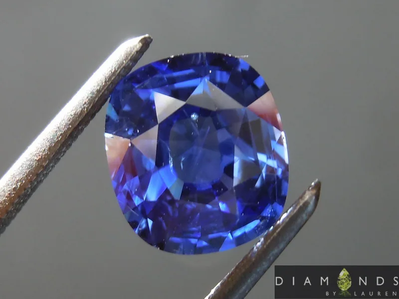 2.17ct Blue Cushion Cut Sapphire Ring R8832