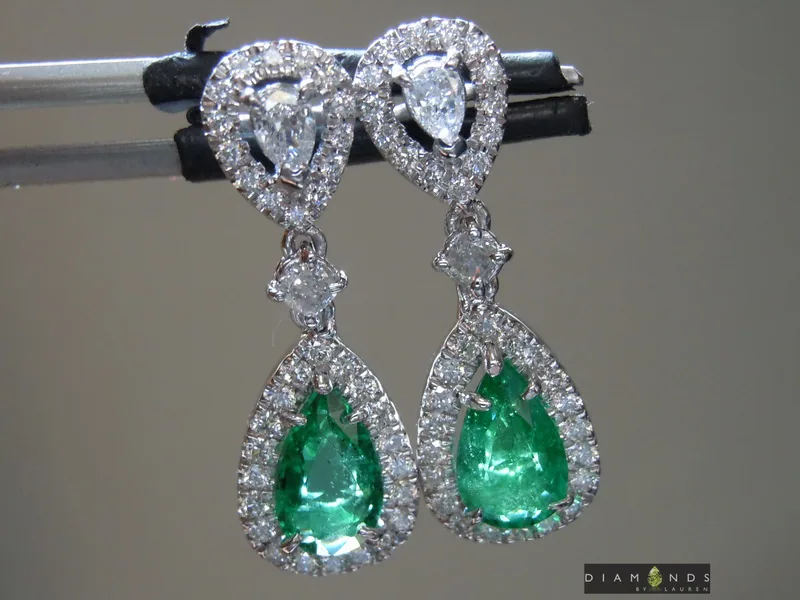 1.65cts Zambian Pear Shape Emerald Earrings R8846