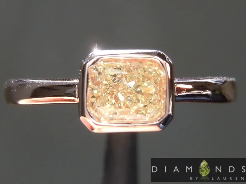 0.65ct Light Yellow VS2 Cushion Cut Diamond Ring R8877