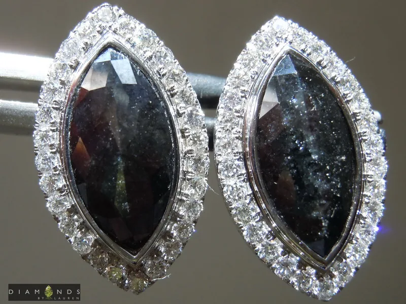 3.04cts Black Marquise Diamond Earrings R8934