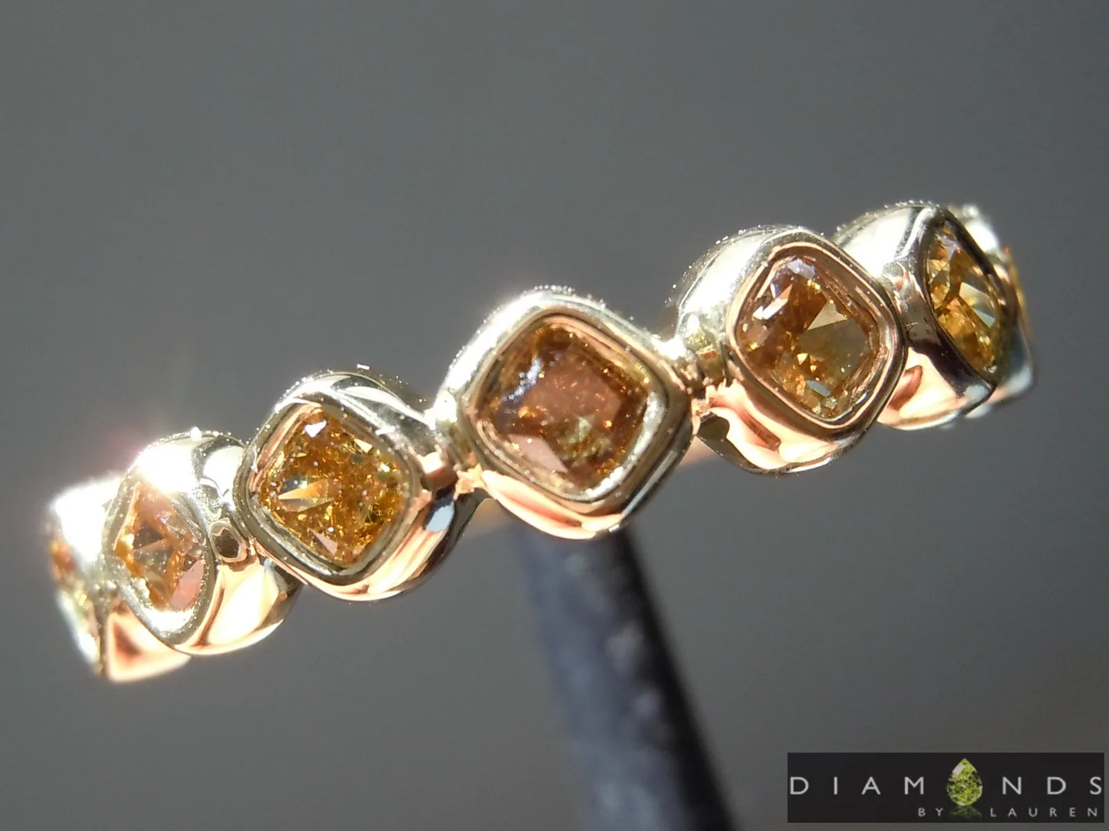 0.74ctw Brown Cushion Cut Diamond Ring R9201