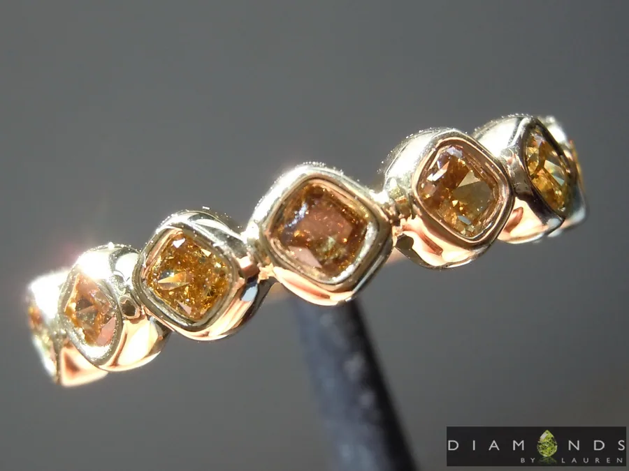 0.74ctw Brown Cushion Cut Diamond Ring R9201