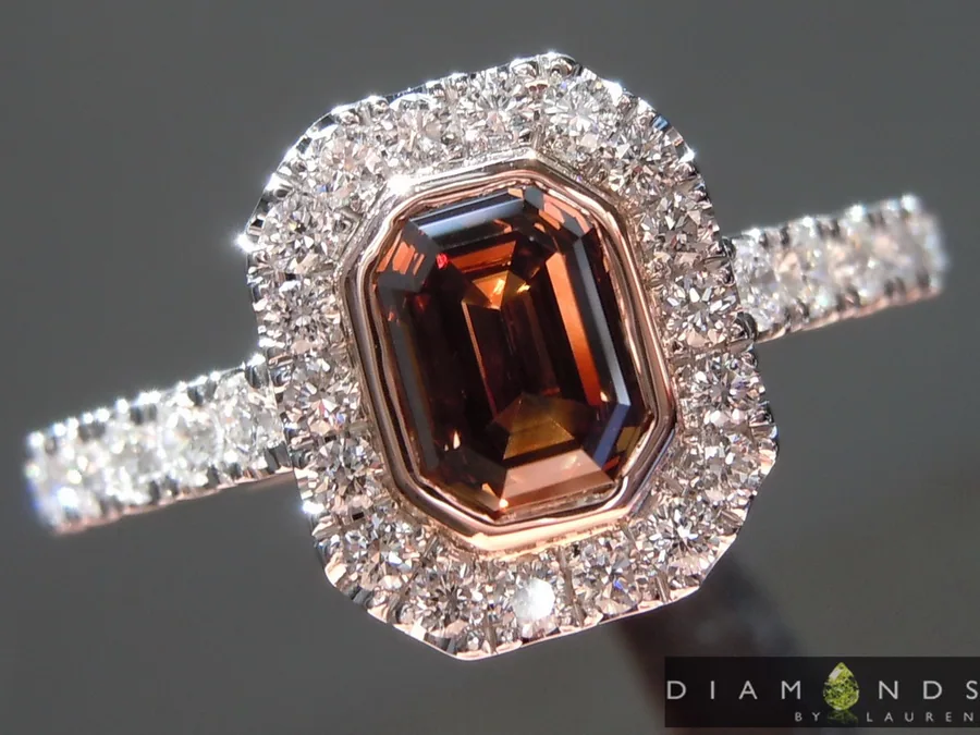 0.71ct Brown VS Emerald Cut Diamond Ring R9205