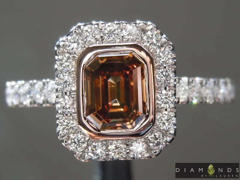 0.71ct Brown VS Emerald Cut Diamond Ring R9206