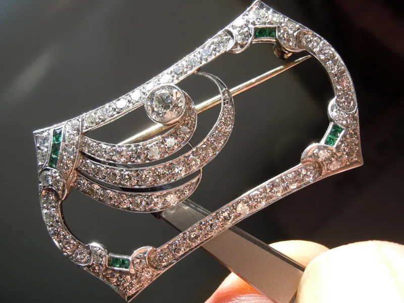 3.23ctw F VS Round Brilliant Diamond Brooch R9225