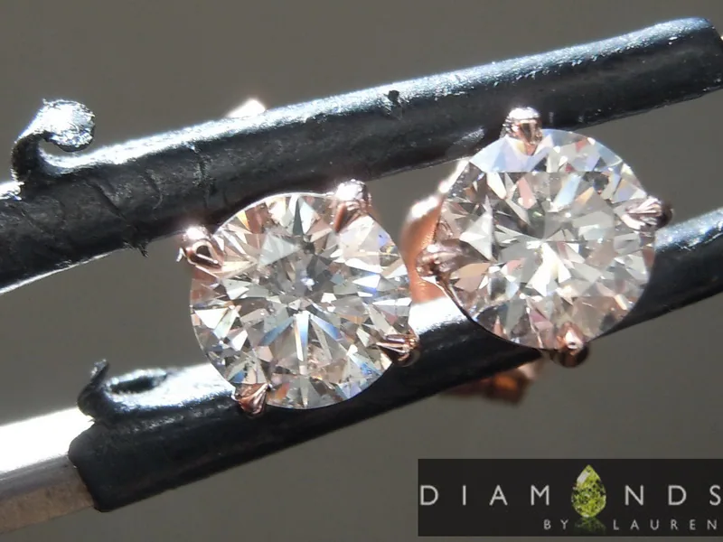 1.04ctw J-K (Brown) Round Brilliant Diamond Earrings R9267